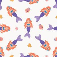 Seamless pattern with cute mermaids. Design for fabric, textile vector