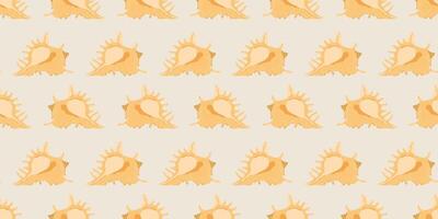Summer seamless pattern with bright yellow shells vector