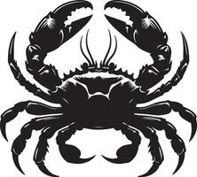 A detailed black and white illustration of a crab with large claws and spiky carapace vector