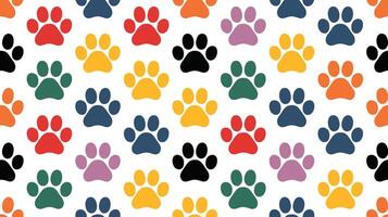 A Seamless Pattern of Colorful Paw Prints vector