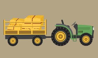 design illustration of a tractor working in a farm field, symbolizing agriculture, machinery, and efficient farming practices vector