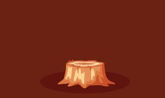Flat design illustration of a cut tree trunk lying on the ground, symbolizing deforestation, nature, and environmental changes vector