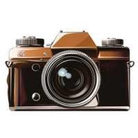 Vintage brown and black film camera illustration on a transparent background Concept of photography, retro style, and classic design png