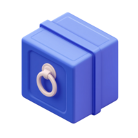 3D rendering of a closed blue treasure chest with a white handle on a transparent background Concept of security, storage, and mystery png