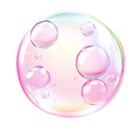 Iridescent soap bubble with smaller bubbles inside on a transparent background Concept of fragility, purity, and childhood dreams png