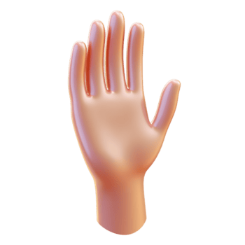 3D rendering of a stylized hand with an open palm on a transparent background, concept of stop, help, or high five png