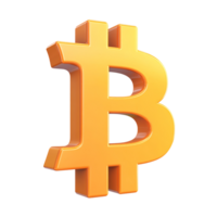 Golden Bitcoin symbol on transparent background, representing cryptocurrency, digital currency, and blockchain technology for financial investment png