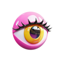 3D rendering of a pink eye with long eyelashes on a transparent background Concept of beauty, vision, and artificial intelligence png