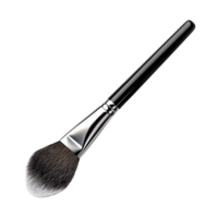 Professional angled makeup brush with black handle and soft bristles for applying powder on a transparent background Concept of beauty, cosmetics, and personal care png