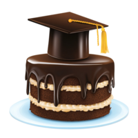 Delicious chocolate graduation cake with mortarboard hat on a transparent background Concept of celebration, achievement, and academic success png