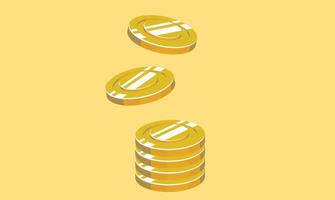 Stacked and scattered money coins casting soft shadows on a solid background, symbolizing wealth, savings, economy, and financial growth vector