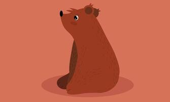 Flat design illustration of a baby bear isolated with a soft shadow, symbolizing cuteness, innocence, and warmth, perfect for children's themes and nursery visuals in a minimal, gentle style. vector