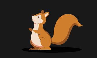 Flat design illustration of a squirrel, symbolizing nature and wildlife, showcasing this small, energetic animal with its fluffy tail in a minimalist, playful style. vector