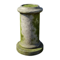 serene minimalist Concrete Pillar with Moss Cutout Textured Surface high quality png