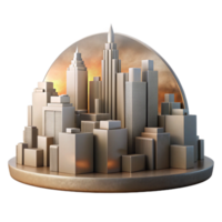 serene creative Crepuscular Cityscape Silhouette Isolated premium png