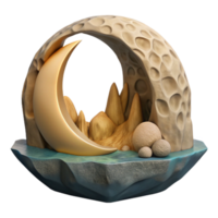 stunning abstract Crescent Cavern Cutout Moonlit Ocean View detailed png