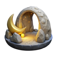 serene contemporary Crescent Cavern Moonlit Grotto Isolated on Transparent Background authentic png