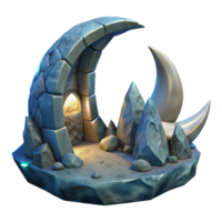 stunning artistic Crescent Cavern Under Moonlit Sky Transparent Background professional png