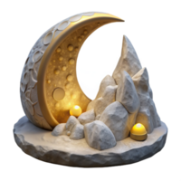 elegant classic Crescent Cavern Under Moonlit Sky Transparent Background detailed png