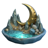elegant modern Crescent Moonlit Cavern Cutout Ocean Scene png