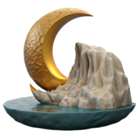 serene contemporary Crescent Moon Over Ocean Cliff Grotto Isolated genuine png