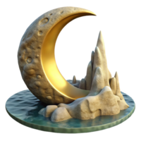 extraordinary traditional Crescent Moon Over Ocean Cliff Grotto Isolated authentic png