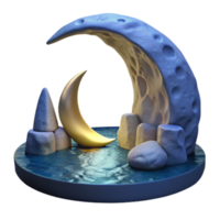 beautiful modern Crescent Shaped Ocean Grotto Cutout Moonlit Scene authentic png