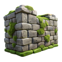 wonderful modern Crumbling Stone Wall Section with Moss Detail Transparent Background authentic png