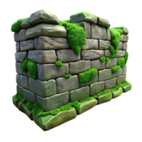 magnificent rustic Crumbling Stone Wall Section with Moss Detail Transparent Background detailed png