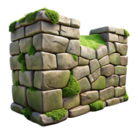 impressive artistic Crumbling Stone Wall Section with Moss Detail Transparent Background exclusive png