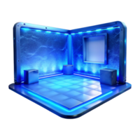 dramatic abstract Empty Virtual Room with Blue Ambient Light Transparent Background high quality png