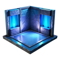 extraordinary abstract Empty Virtual Room with Blue Ambient Light Transparent Background professional png