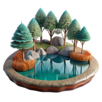 beautiful vintage Realistic Lake Reflection with Mirrored Trees Transparent Background premium png
