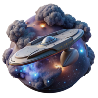 vibrant rustic Starship in Nebula Isolated with Dramatic Angle original png