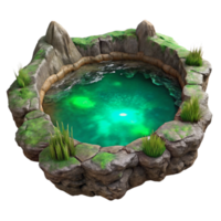 elegant minimalist Subterranean Lake Cutout with Glowing Green Algae png