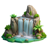 serene rustic Waterfall with Lush Ferns Isolated on Transparent Background original png