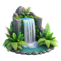 stunning creative Waterfall with Lush Ferns Isolated on Transparent Background exclusive png
