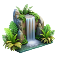 stunning rustic Waterfall with Lush Ferns Isolated on Transparent Background premium png