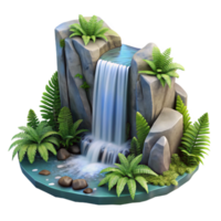 elegant artistic Waterfall with Lush Ferns Isolated on Transparent Background authentic png