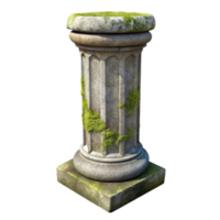 wonderful rustic Weathered Stone Pillar Texture Isolated with Moss and Lichen high quality png