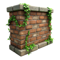 elegant traditional Weathered Brick Wall with Vines Isolated Textured Surface original png