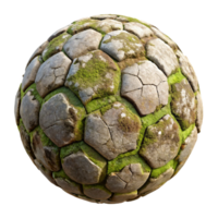 beautiful rustic Weathered Stone Ball Texture Isolated with Moss and Lichen authentic png