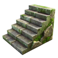 impressive abstract Weathered Stone Steps Texture Isolated with Moss Detail authentic png