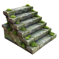vibrant minimalist Weathered Stone Steps with Moss Isolated Rustic Charm detailed png