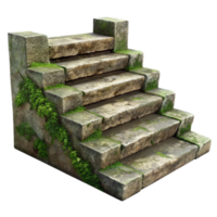extraordinary contemporary Weathered Stone Steps with Moss Isolated Rustic Charm detailed png