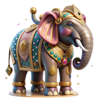 vibrant artistic Decorated Elephant Statue with Intricate Details Isolated high quality png