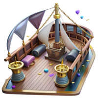 vibrant rustic Sailing Ship Deck View Isolated premium png