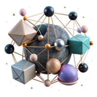 magnificent contemporary Network Nodes Connected by Lines Transparent Background high resolution png