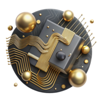 beautiful classic Abstract Circuitry Design with Gold Lines Cutout high resolution png