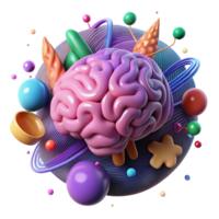 beautiful abstract Brain with Vibrant Regions Transparent Background professional png
